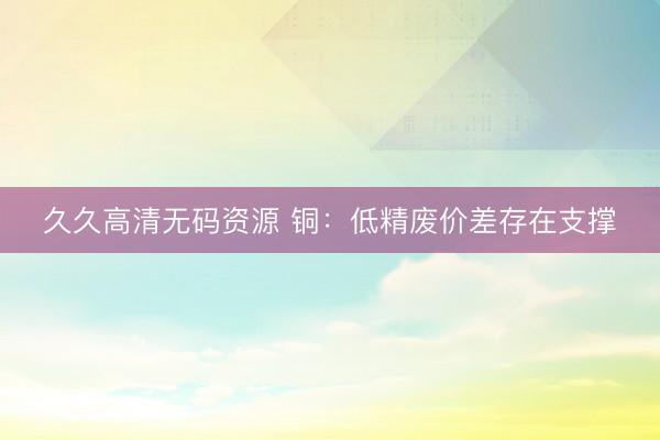 久久高清无码资源 铜：低精废价差存在支撑