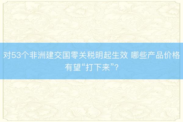 对53个非洲建交国零关税明起生效 哪些产品价格有望“打下来”？