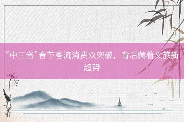 “中三省”春节客流消费双突破，背后藏着文旅新趋势