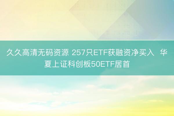 久久高清无码资源 257只ETF获融资净买入  华夏上证科创板50ETF居首