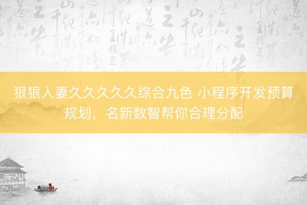 狠狠人妻久久久久久综合九色 小程序开发预算规划，名新数智帮你合理分配