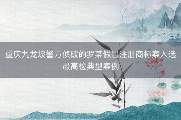 重庆九龙坡警方侦破的罗某假冒注册商标案入选最高检典型案例