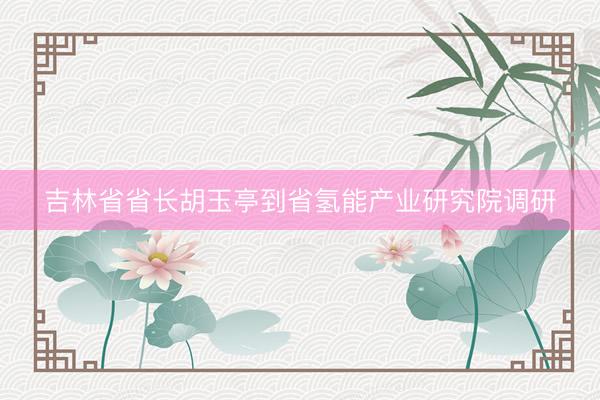 吉林省省长胡玉亭到省氢能产业研究院调研