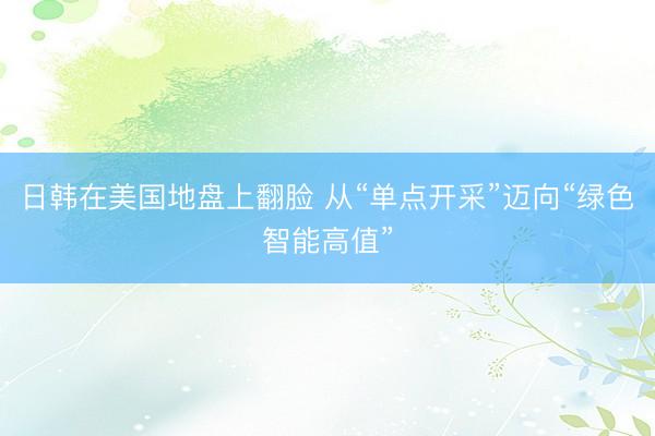 日韩在美国地盘上翻脸 从“单点开采”迈向“绿色智能高值”