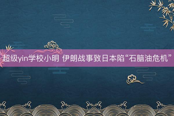 超级yin学校小明 伊朗战事致日本陷“石脑油危机”