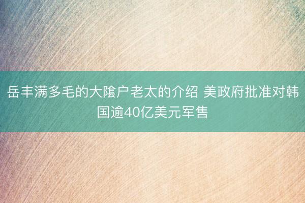 岳丰满多毛的大隂户老太的介绍 美政府批准对韩国逾40亿美元军售