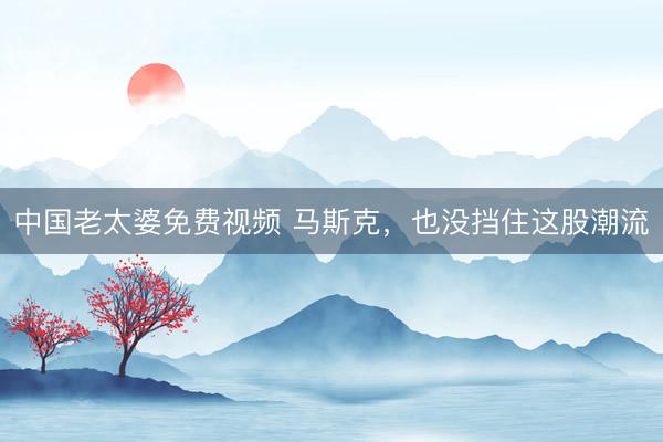 中国老太婆免费视频 马斯克，也没挡住这股潮流