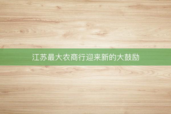 江苏最大农商行迎来新的大鼓励