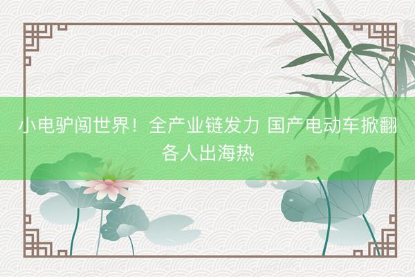 小电驴闯世界！全产业链发力 国产电动车掀翻各人出海热