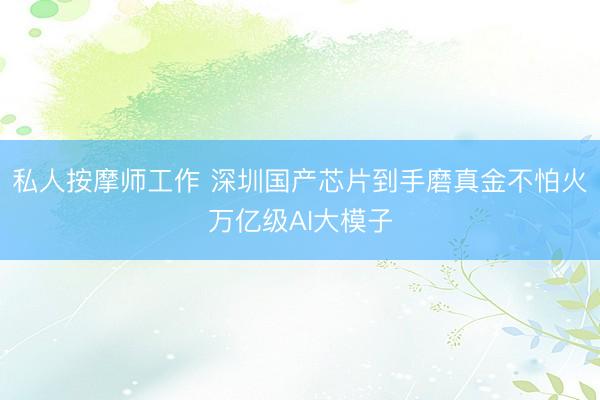 私人按摩师工作 深圳国产芯片到手磨真金不怕火万亿级AI大模子