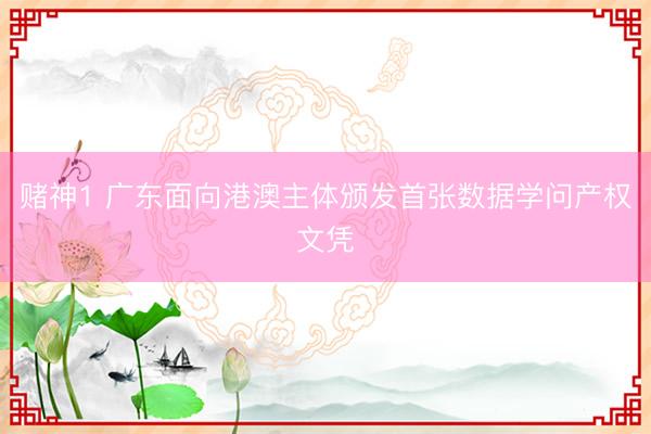 赌神1 广东面向港澳主体颁发首张数据学问产权文凭