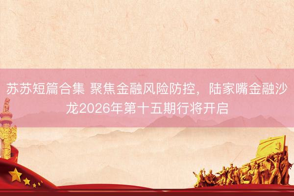 苏苏短篇合集 聚焦金融风险防控，陆家嘴金融沙龙2026年第十五期行将开启