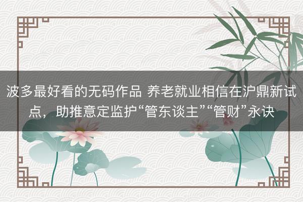 波多最好看的无码作品 养老就业相信在沪鼎新试点，助推意定监护“管东谈主”“管财”永诀