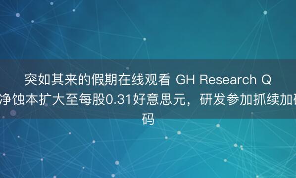 突如其来的假期在线观看 GH Research Q1净蚀本扩大至每股0.31好意思元，研发参加抓续加码
