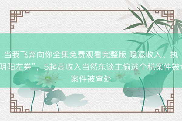 当我飞奔向你全集免费观看完整版 隐退收入、执意“阴阳左券”，5起高收入当然东谈主偷逃个税案件被查处