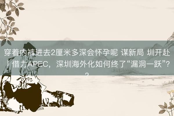 穿着内裤进去2厘米多深会怀孕呢 谋新局 圳开赴｜借力APEC，深圳海外化如何终了“漏洞一跃”？