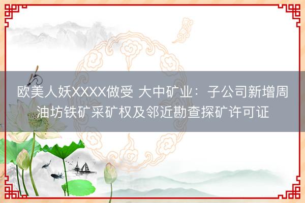 欧美人妖XXXX做受 大中矿业：子公司新增周油坊铁矿采矿权及邻近勘查探矿许可证