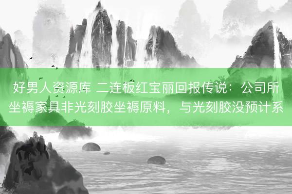好男人资源库 二连板红宝丽回报传说：公司所坐褥家具非光刻胶坐褥原料，与光刻胶没预计系