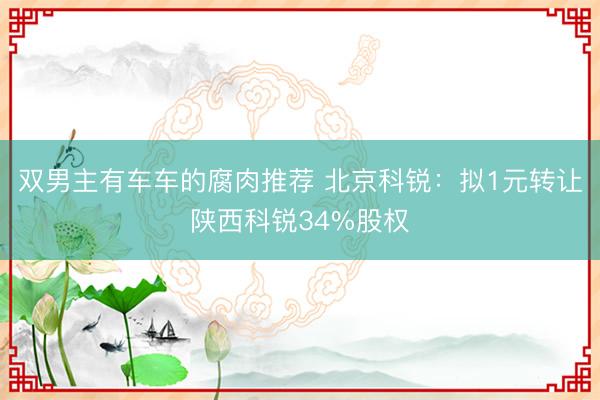 双男主有车车的腐肉推荐 北京科锐：拟1元转让陕西科锐34%股权
