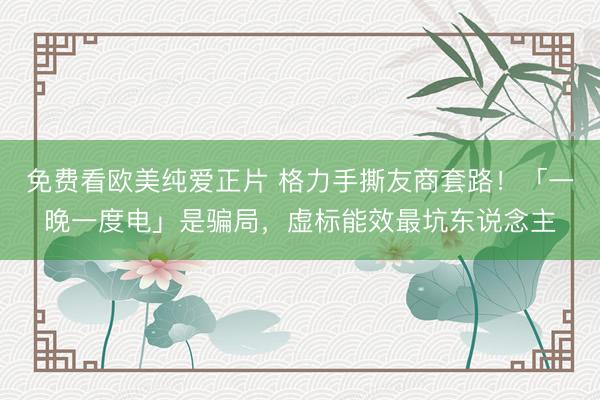 免费看欧美纯爱正片 格力手撕友商套路！「一晚一度电」是骗局，虚标能效最坑东说念主
