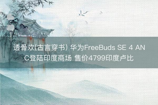 透骨欢(古言穿书) 华为FreeBuds SE 4 ANC登陆印度商场 售价4799印度卢比