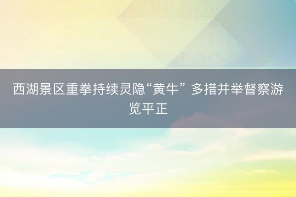 西湖景区重拳持续灵隐“黄牛” 多措并举督察游览平正